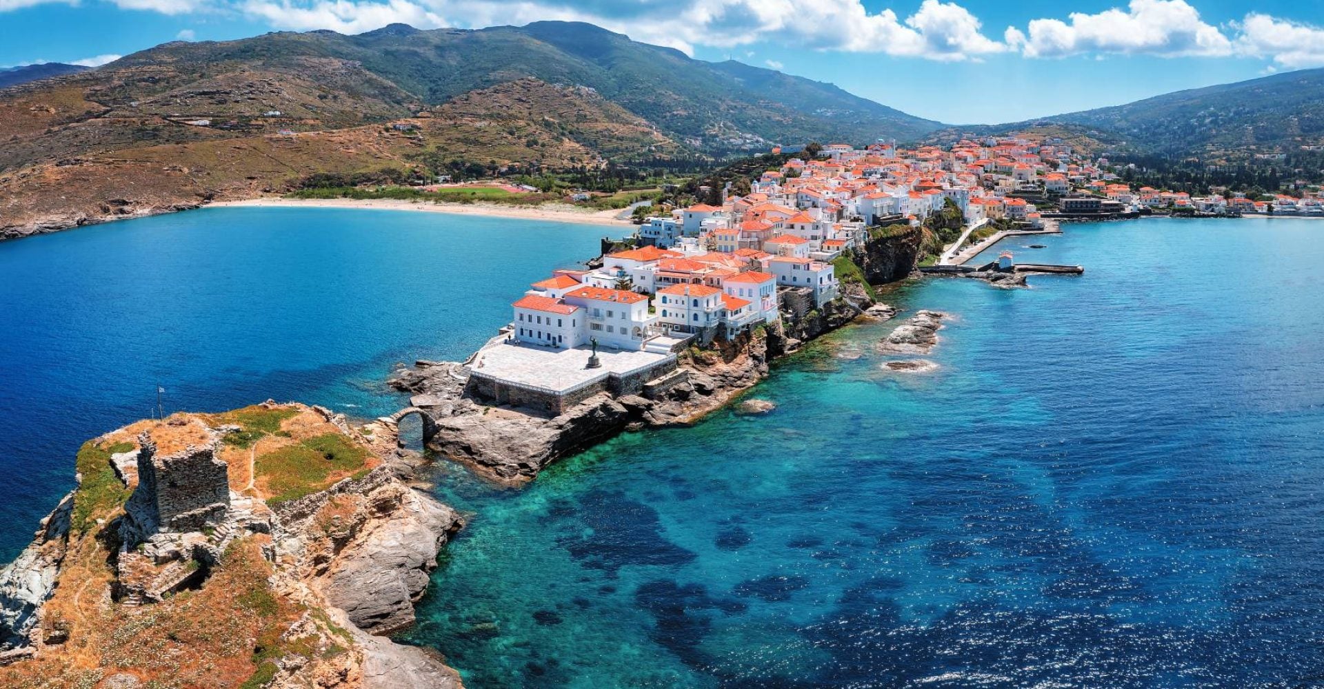 Andros Island Greece Aerial View - Andros Town Cyclades Top Greek Island For British Tourists