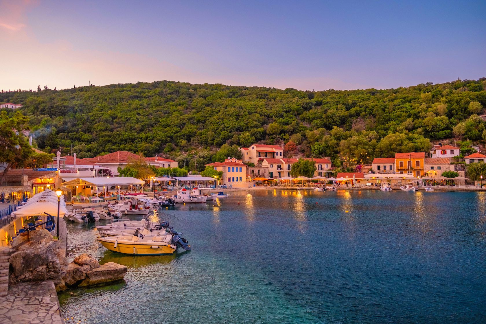 Vathy harbour on Ithaka, Ionian island Greece