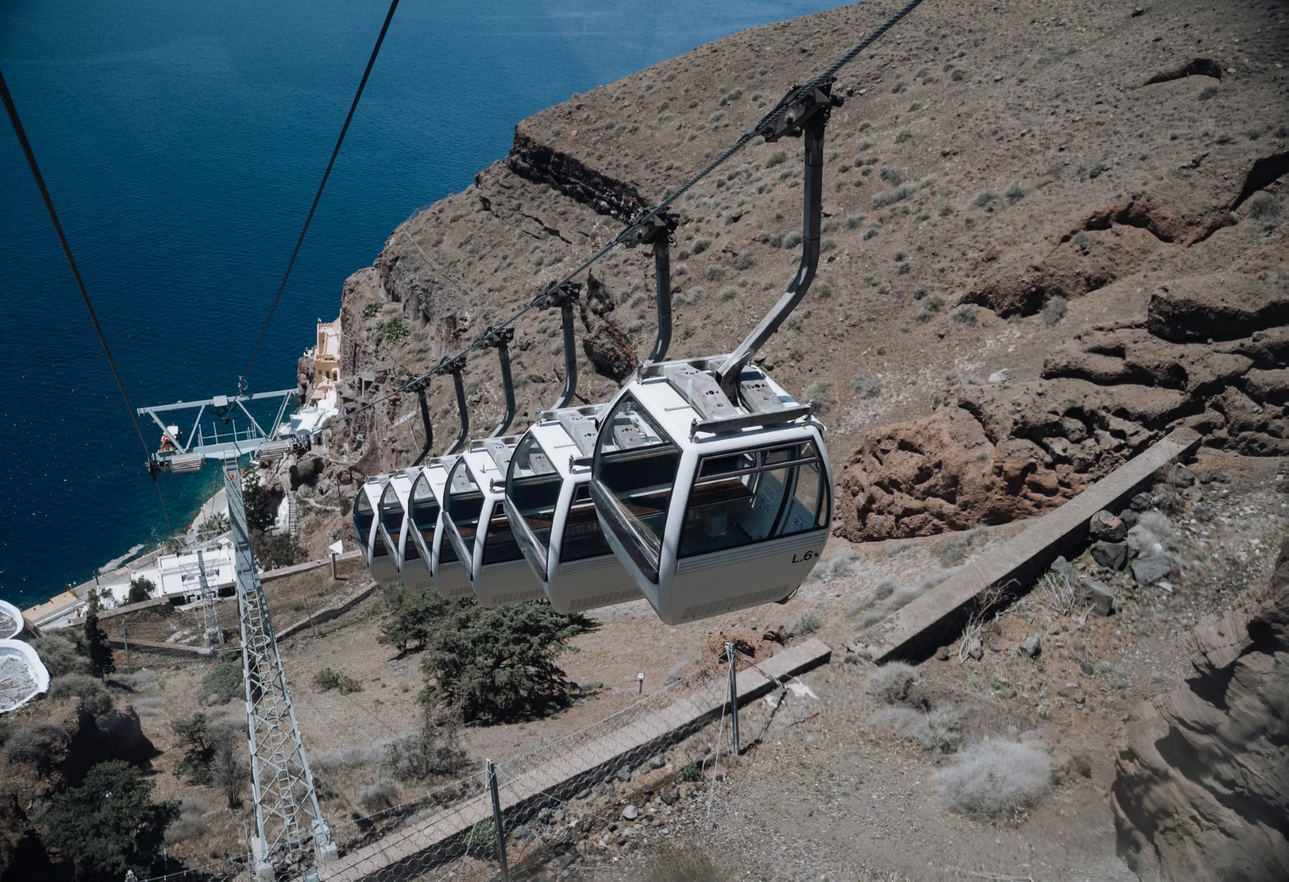 Santorini Cable Car Connecting Fira To The Old Port