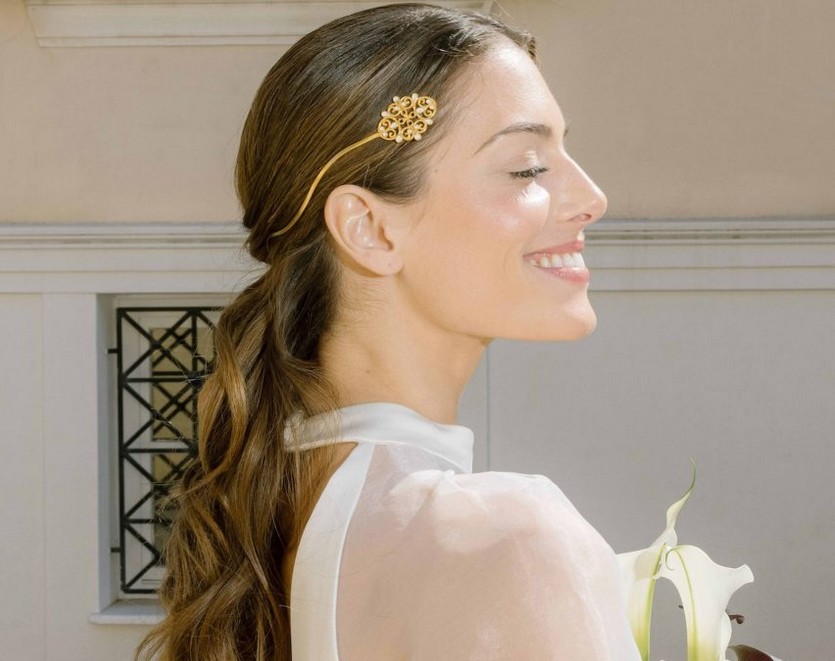 Vaya Bridal Headpiece By Aenalia - Luxury Greek Wedding Jewelry