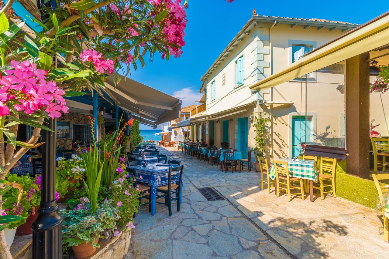 The stone lane of Agios Nikitas village on Lefkada