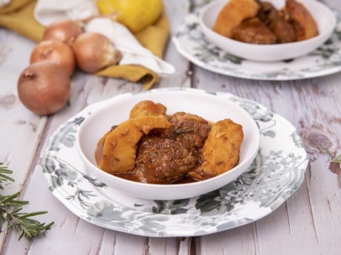 Sofigado, the traditional Lefkada dish of veal with quince and grape syrup