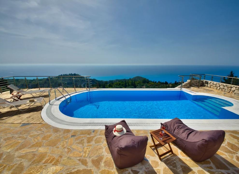 Villa Aperanto Blue, sea view accommodation on Lefkada Island