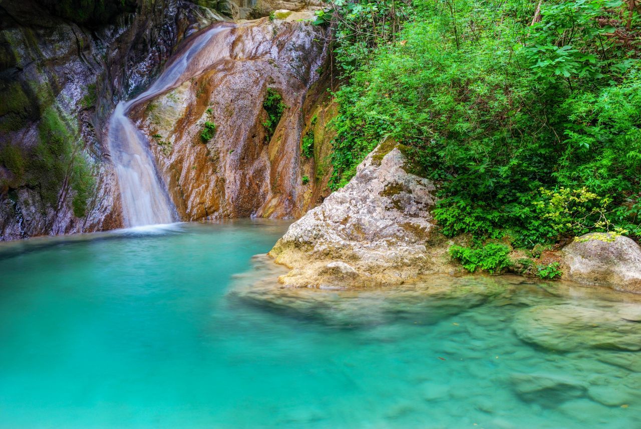Dimosari waterfalls in the mountains near Nydri on Lefkada