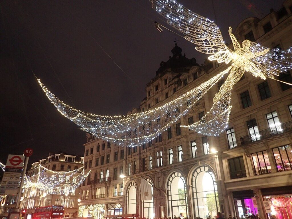 Regent Street Christmas lights, the backdrop for a Greek Christmas party in London