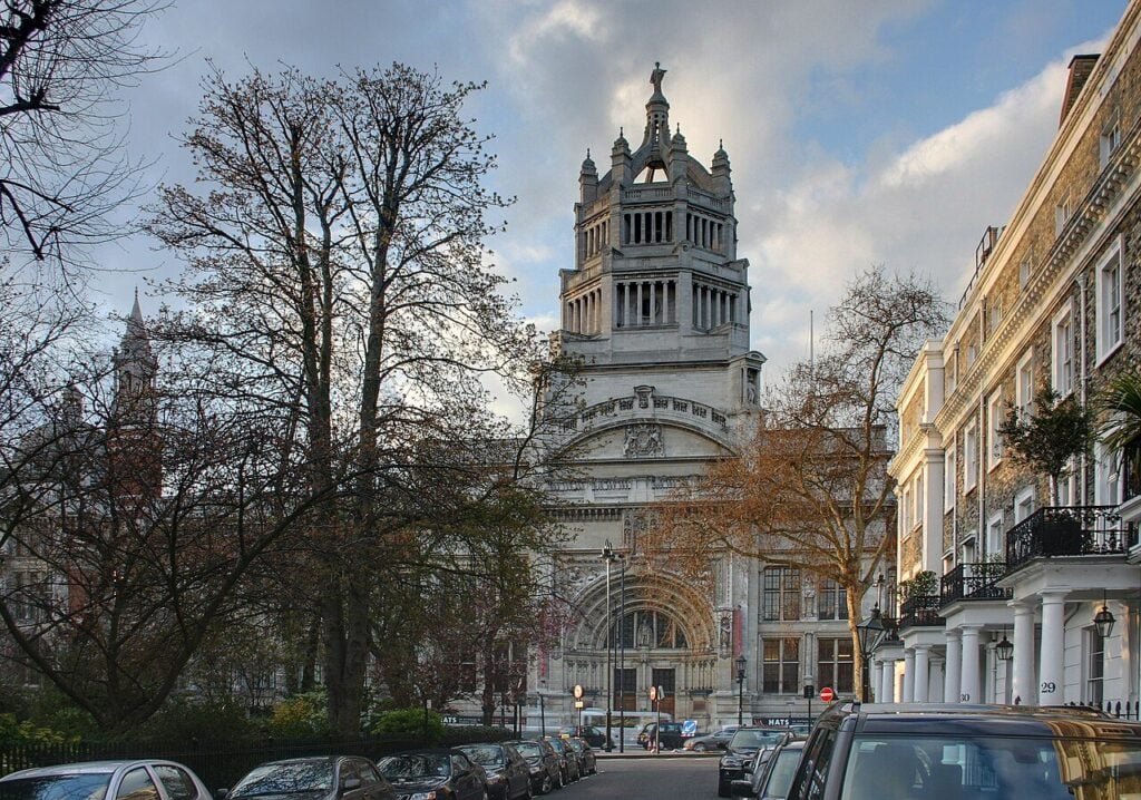 The V&A on Cromwell Road, a short walk or Tube ride from the Greek restaurants near Kensington Gardens