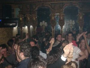Greek places in London: a packed dance floor under the gilded mirrors at the Café Royal